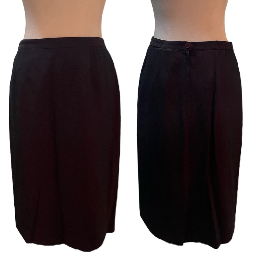 Le Suit Deep Red & Black Textured Knee Length Skirt Size 4P